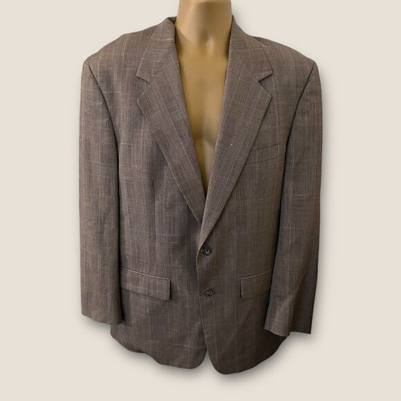 Vintage 80s-90s Bill Blass for Strawbridge & Clothier 2-Button Sport Coat Taupe - Picture 1 of 6